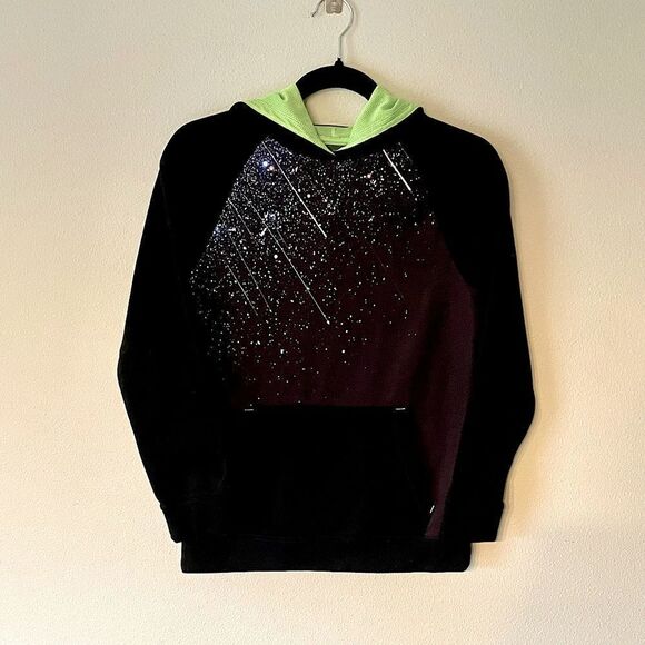 Youth Black & White (with Green Detail), Galaxy Hoodie. Size Large (12-14). - Picture 1 of 3